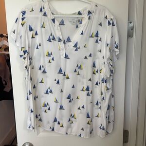 Plus womens Liz Claiborne blouse with sailboats